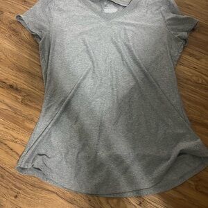 Gray V-Neck Women's Top